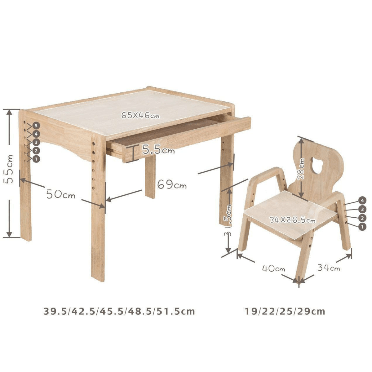 My Duckling KAYA Primary Adjustable Table and Chair Set