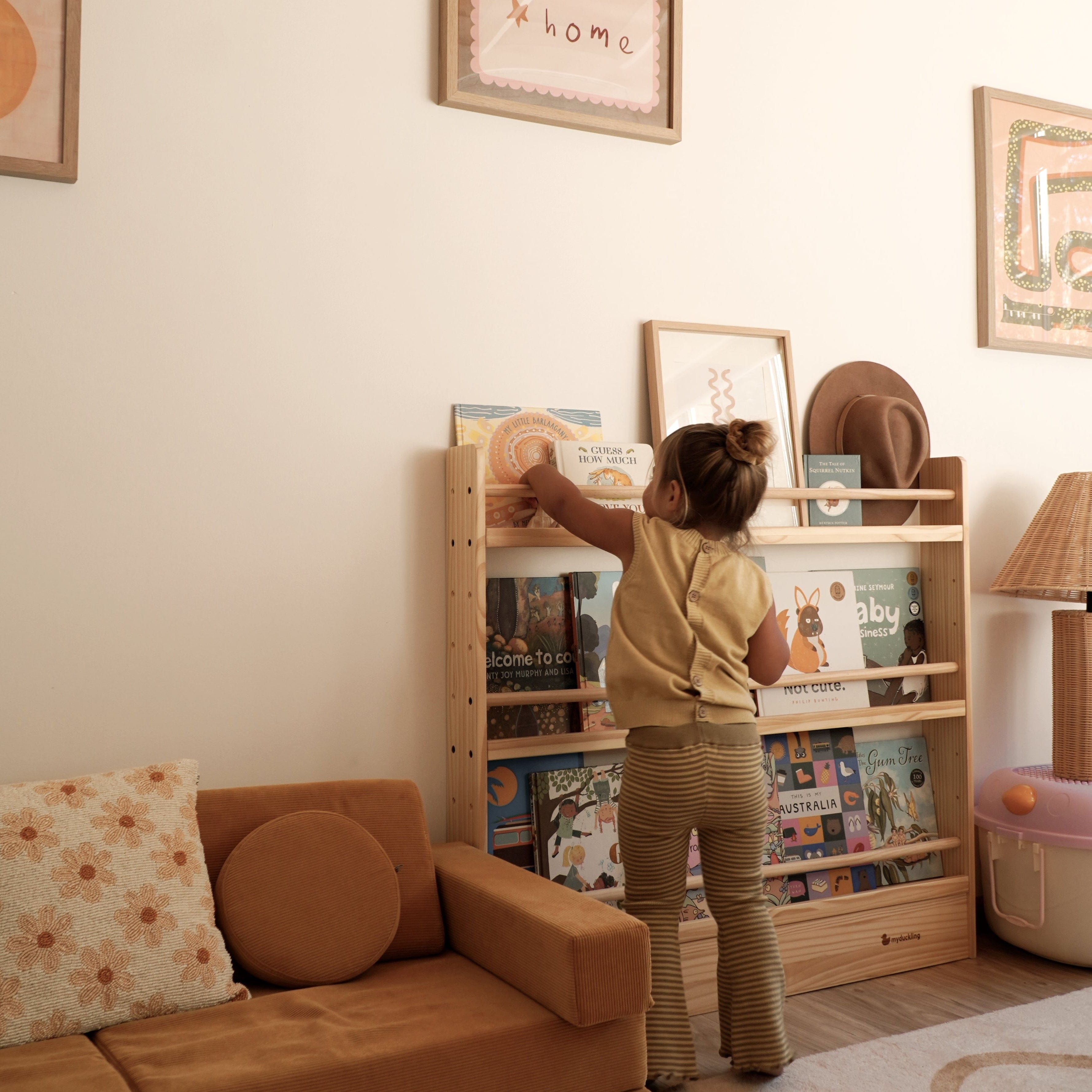 NALA 3 Tier Adjustable Solid Wood Kids Bookshelf - myduckling