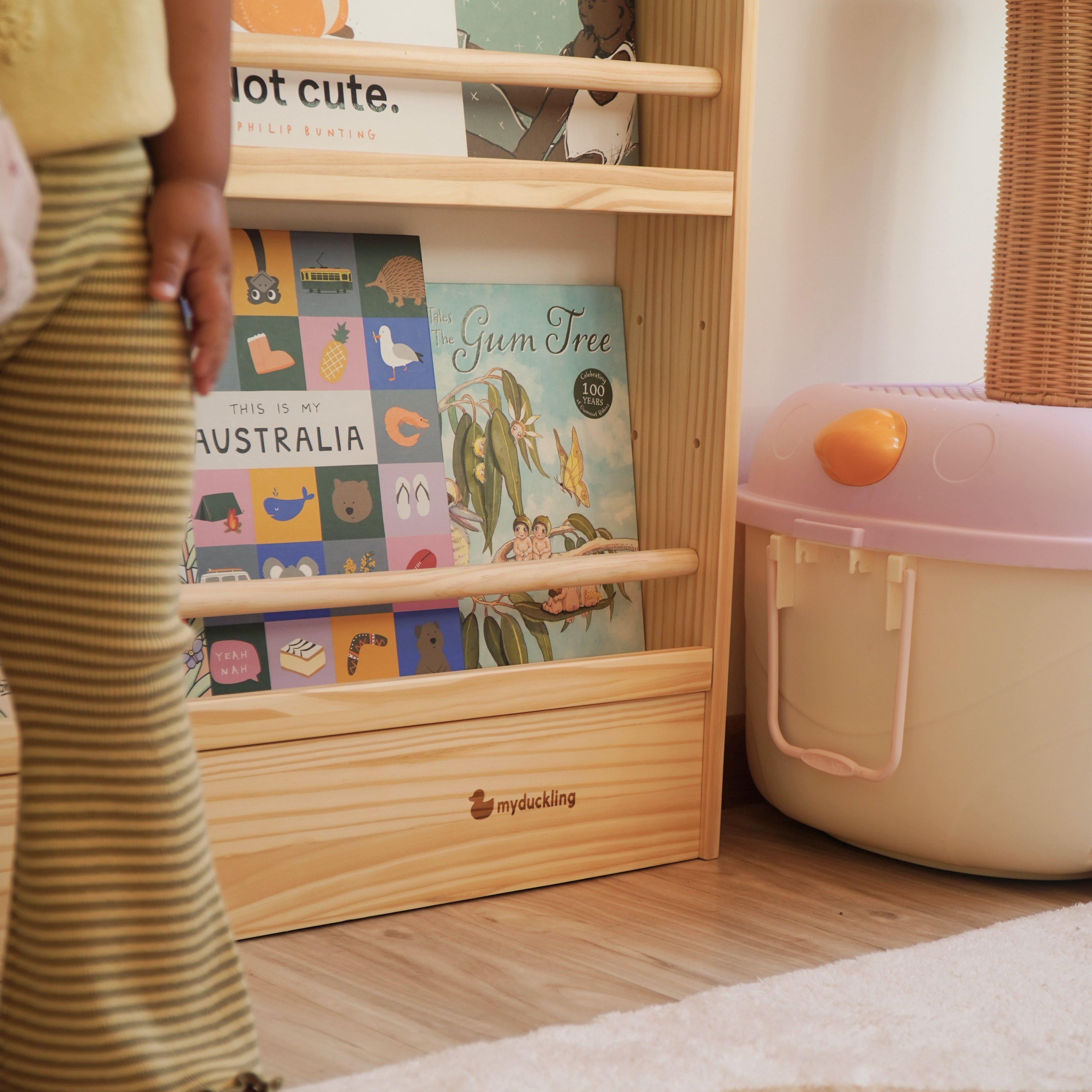 NALA 3 Tier Adjustable Solid Wood Kids Bookshelf - myduckling