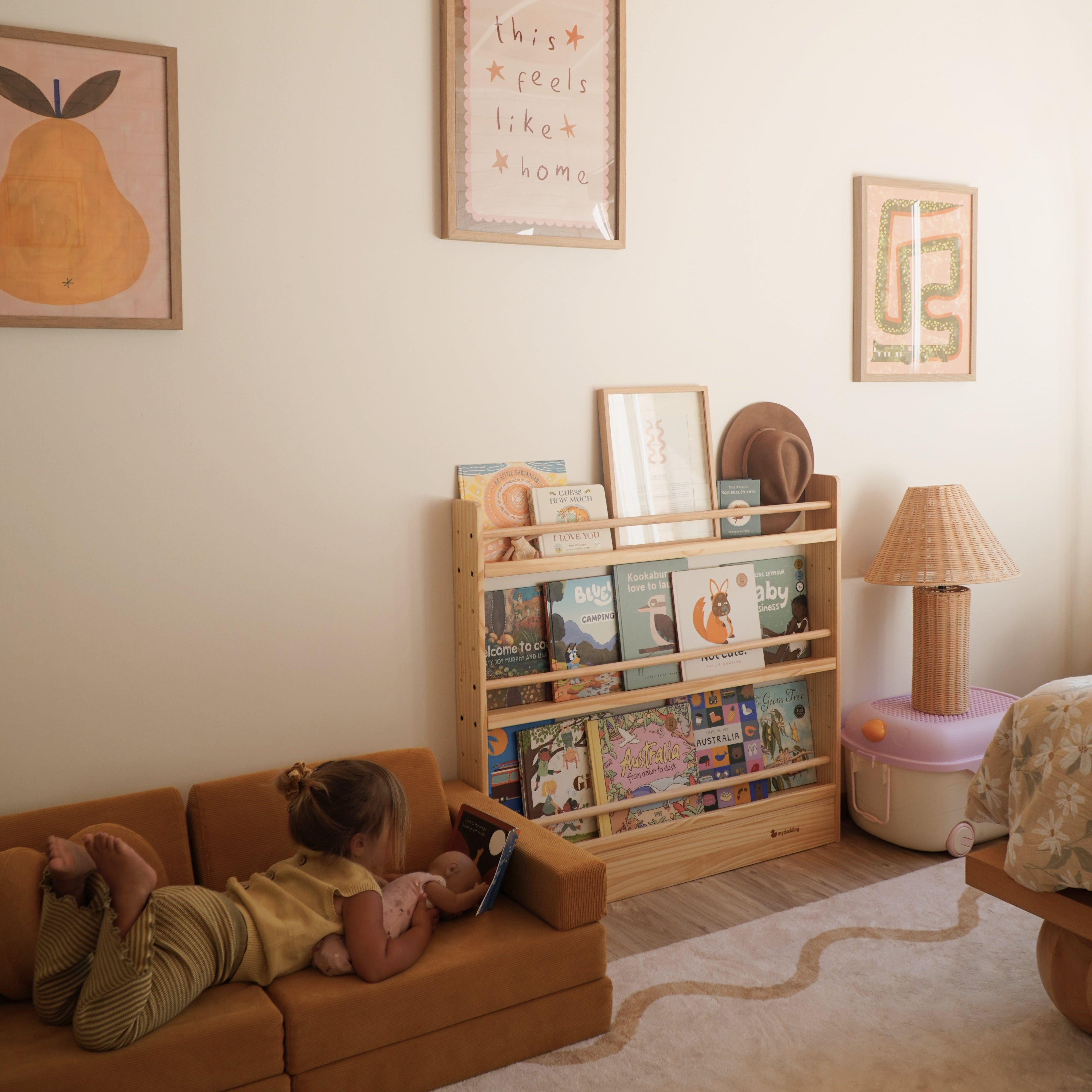 NALA 3 Tier Adjustable Solid Wood Kids Bookshelf - myduckling