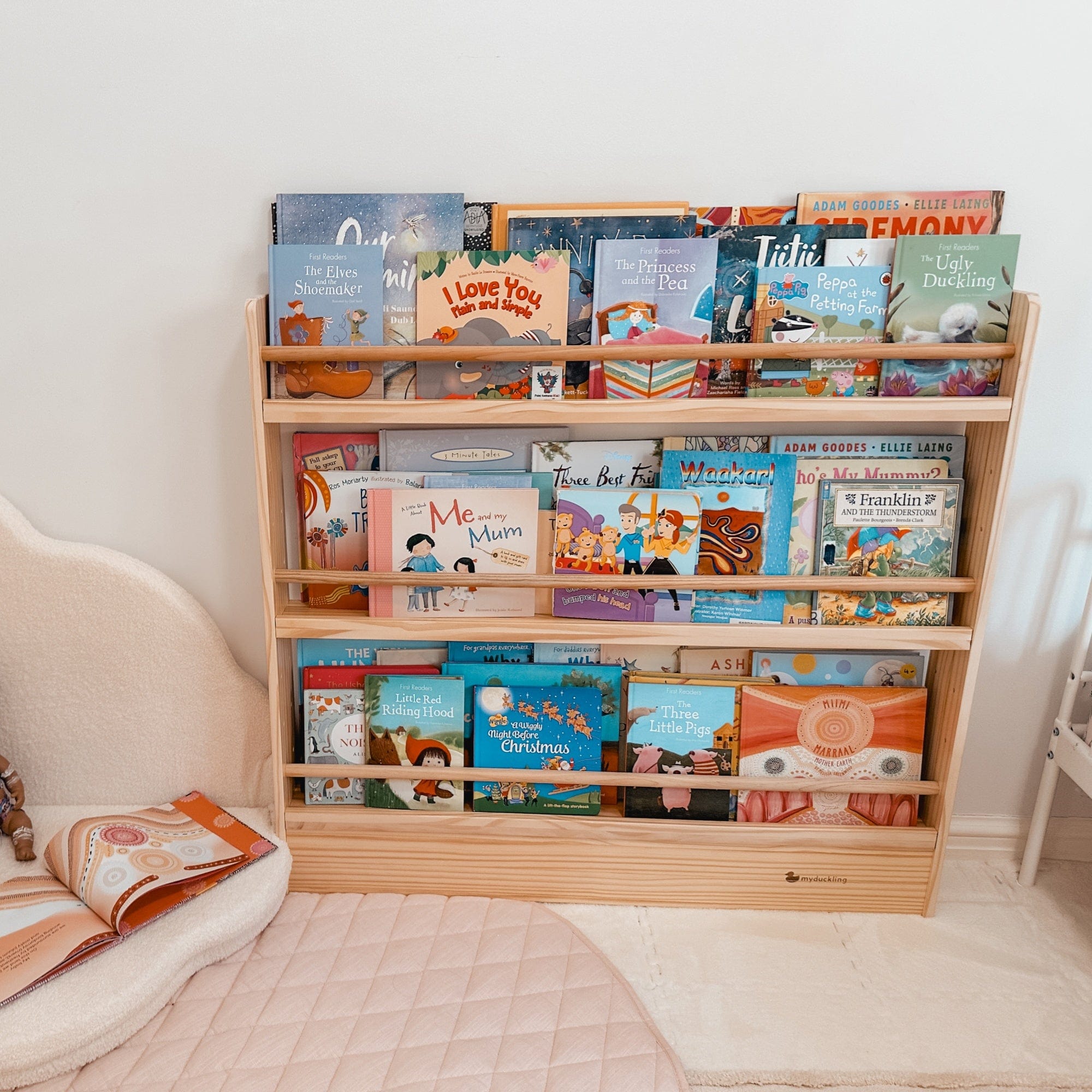 My Duckling NALA 3 Tier Adjustable Solid Wood Bookshelf