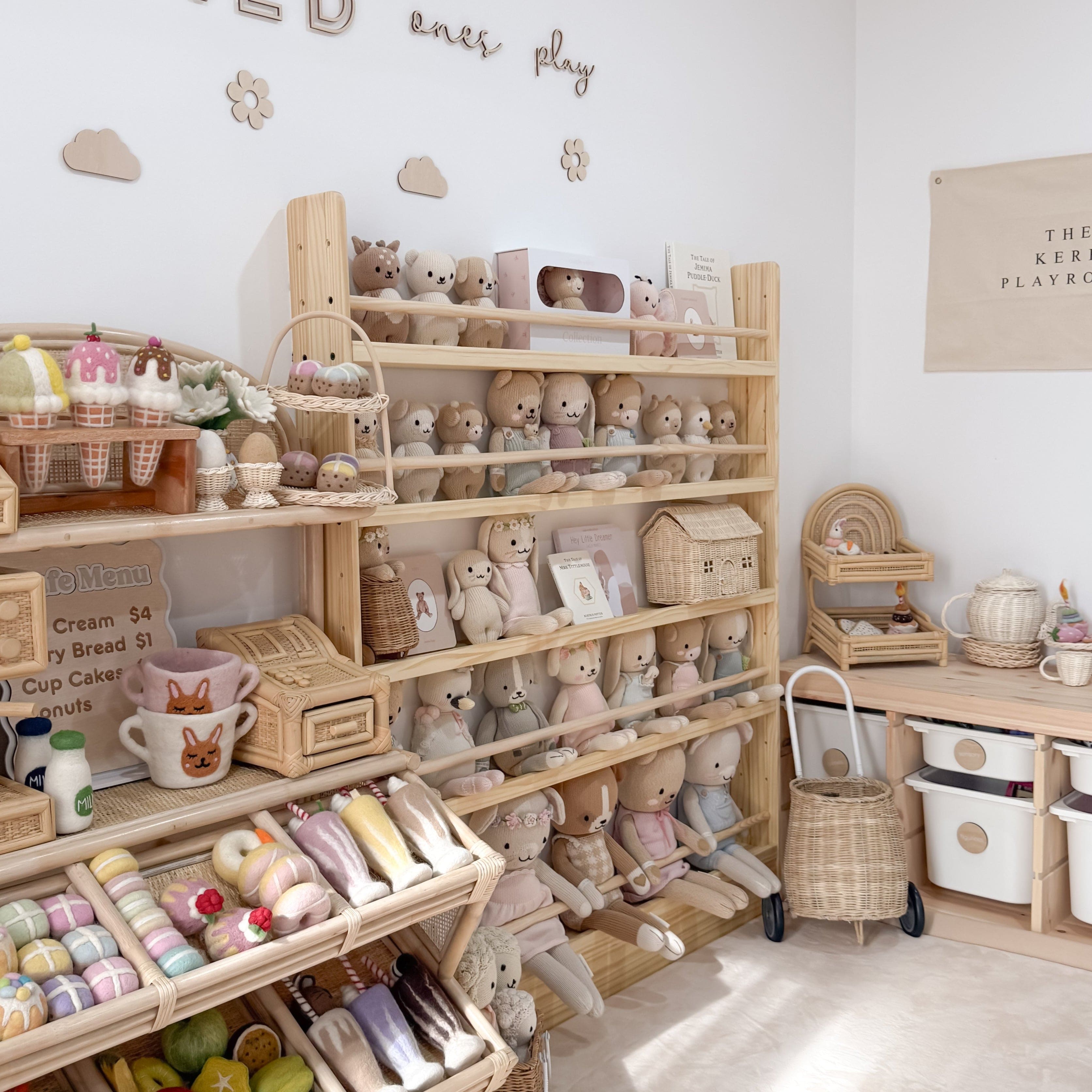 NALA 5 Tier Adjustable Solid Wood Kids Bookshelf - myduckling