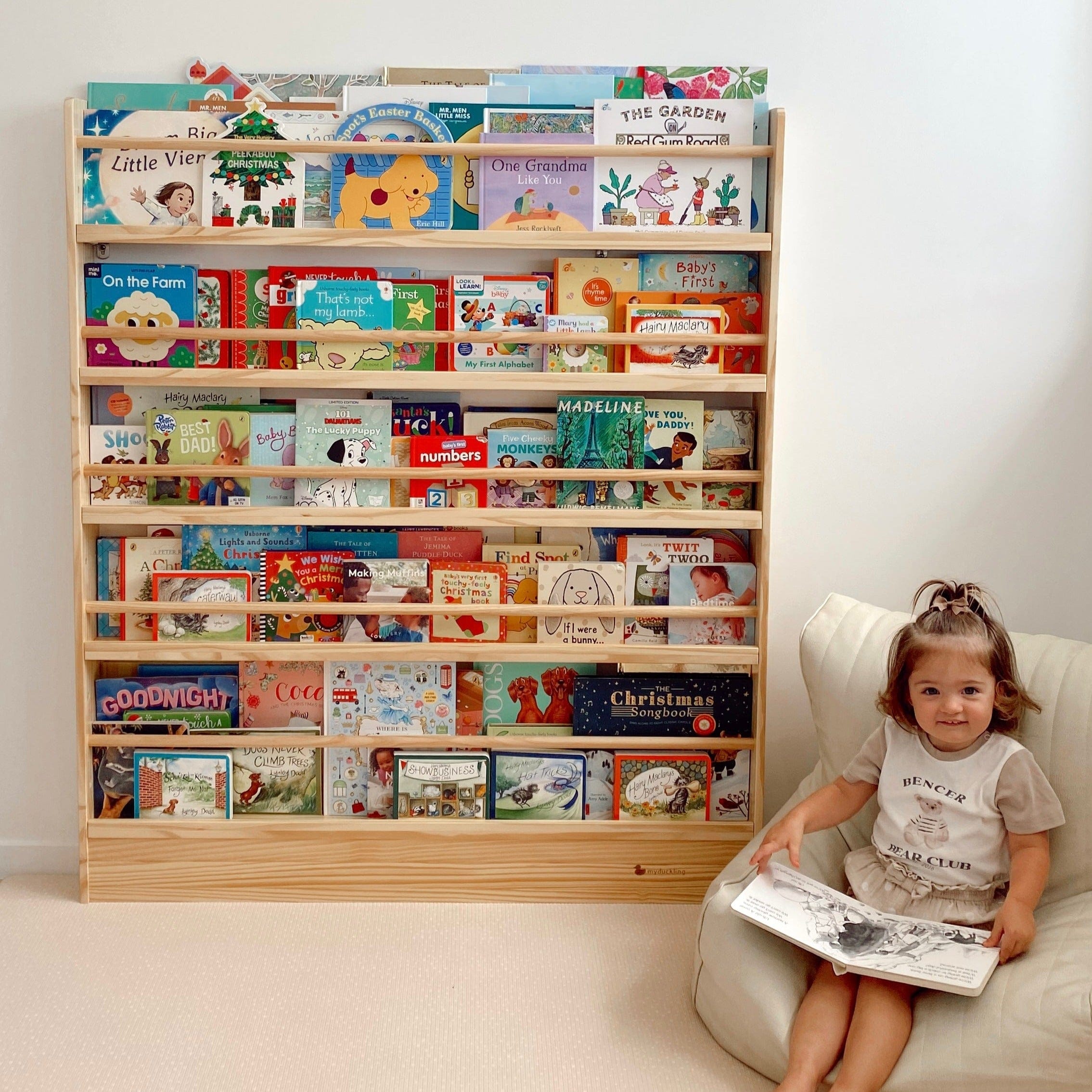 NALA 5 Tier Adjustable Solid Wood Kids Bookshelf - myduckling