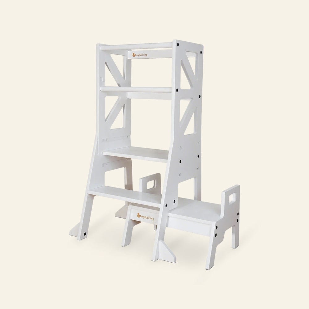 My Duckling JALA Deluxe Adjustable Learning Tower - Flag with Rectangle Handle White