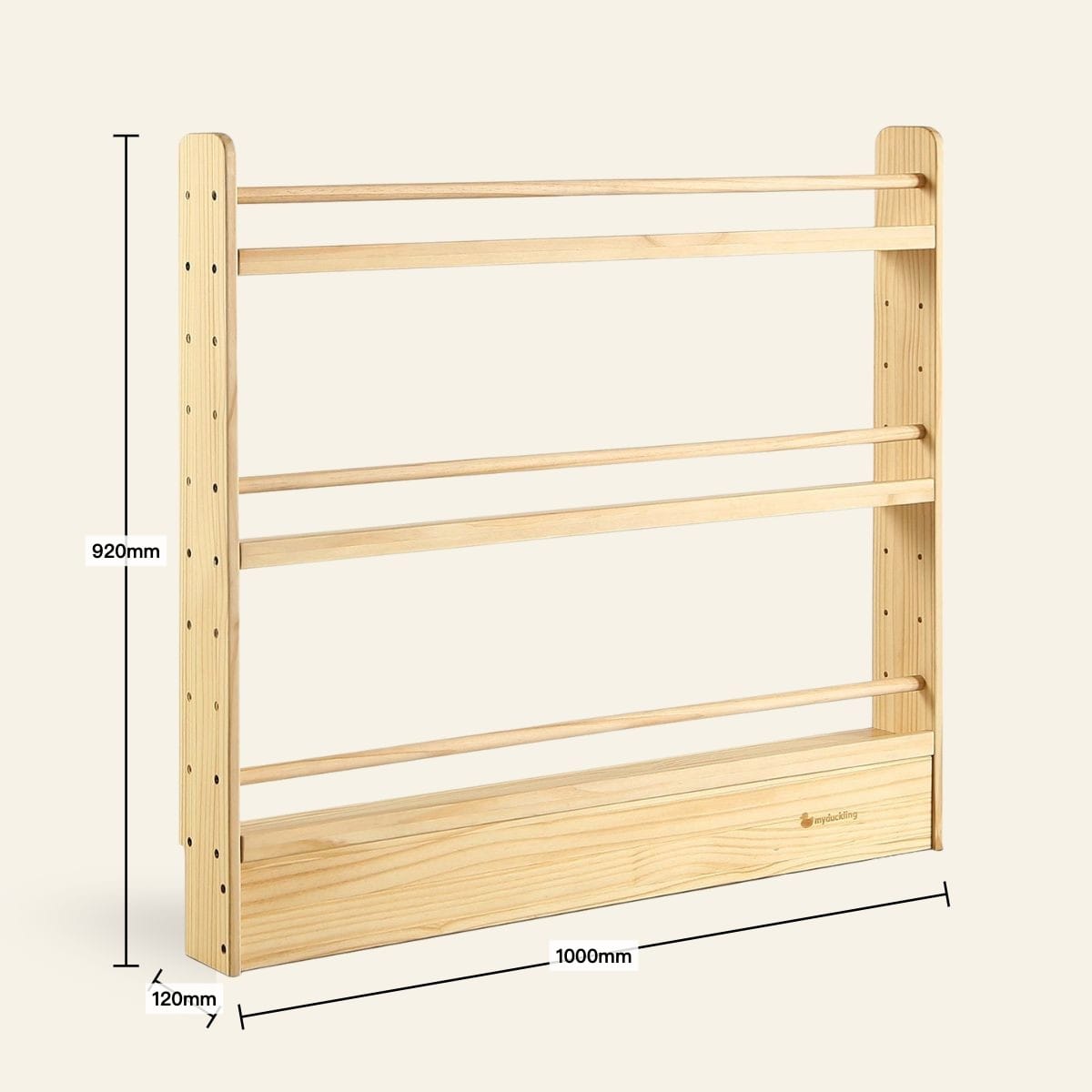 NALA 3 Tier Adjustable Solid Wood Kids Bookshelf - myduckling