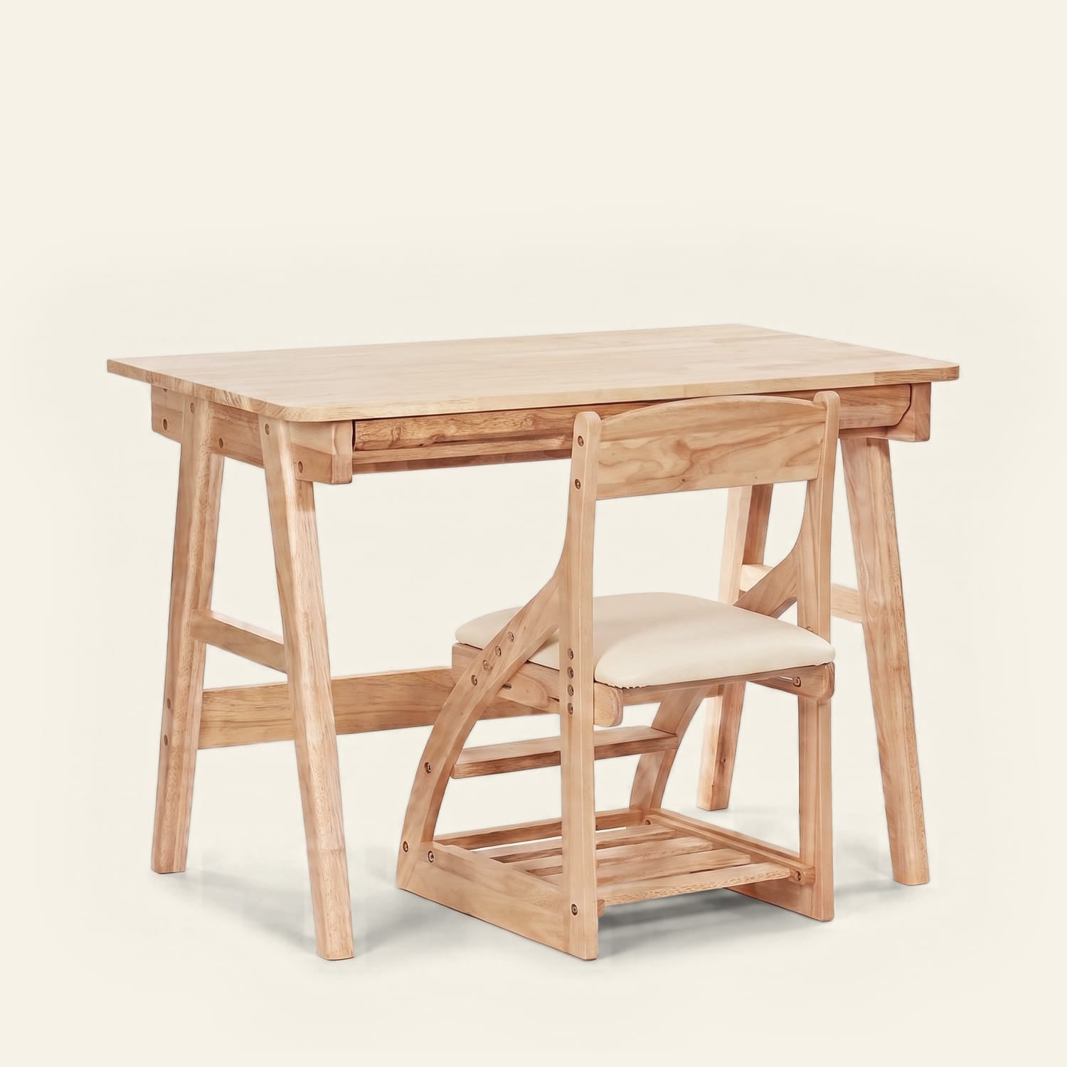 myduckling Little Scholar Set - Desk & Chair NALA Montessori Solid Wood Study Desk / Off White