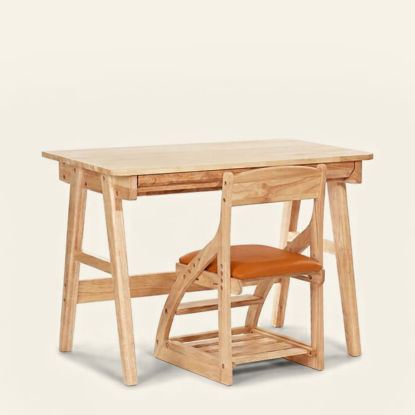 myduckling Little Scholar Set - Desk & Chair NALA Montessori Solid Wood Study Desk / Orange