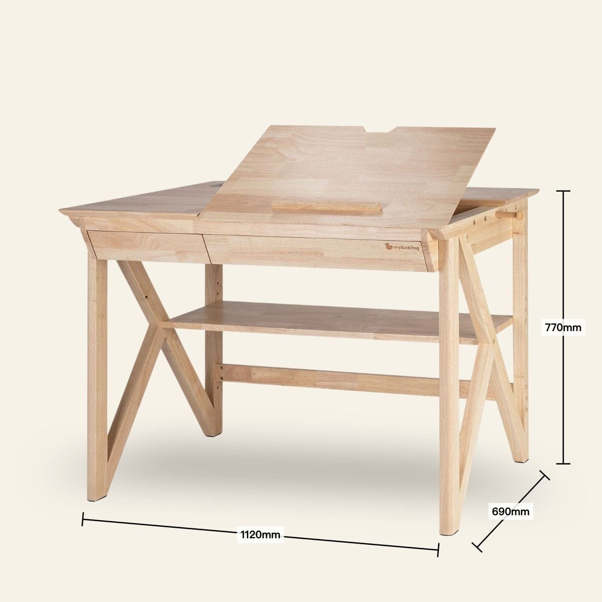 myduckling NALA Solid Wood Kids Study Desk & Chair Complete Set