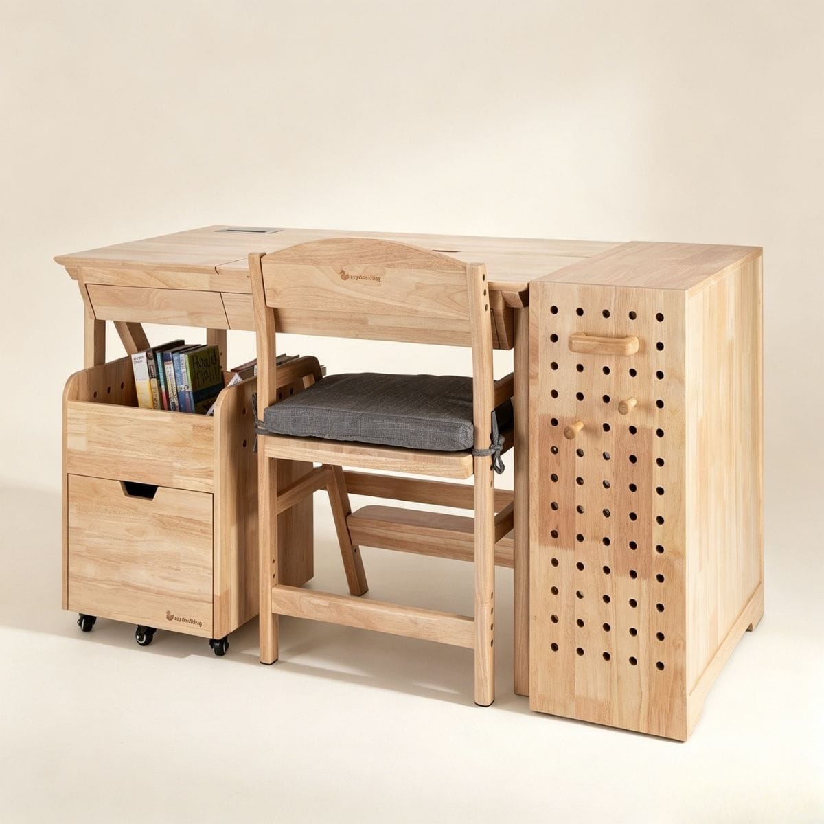 myduckling NALA Solid Wood Kids Study Desk & Chair Complete Set
