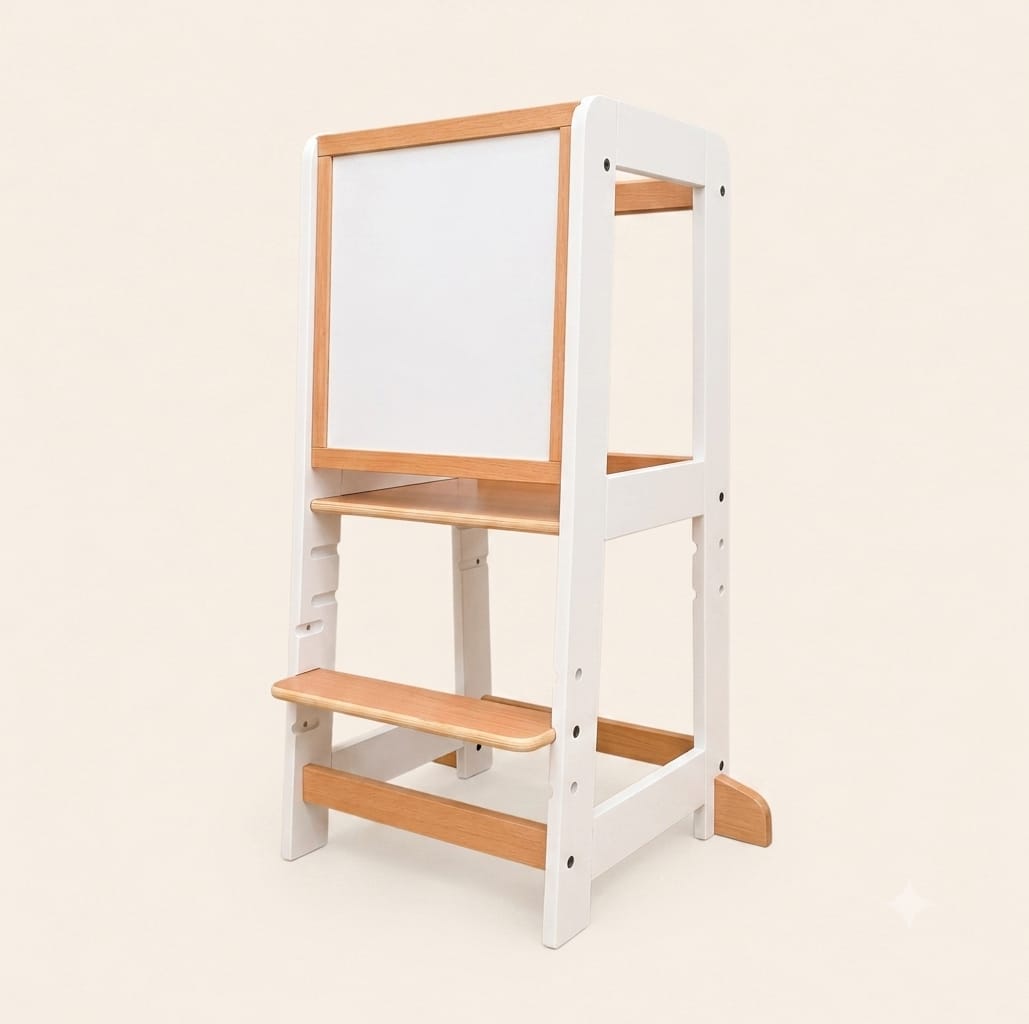 myduckling LYRA Pro Beechwood Adjustable Learning Tower - Natural White/Natural