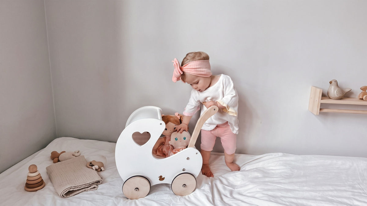 Wooden Doll Prams: A Push Walker With Room for Play