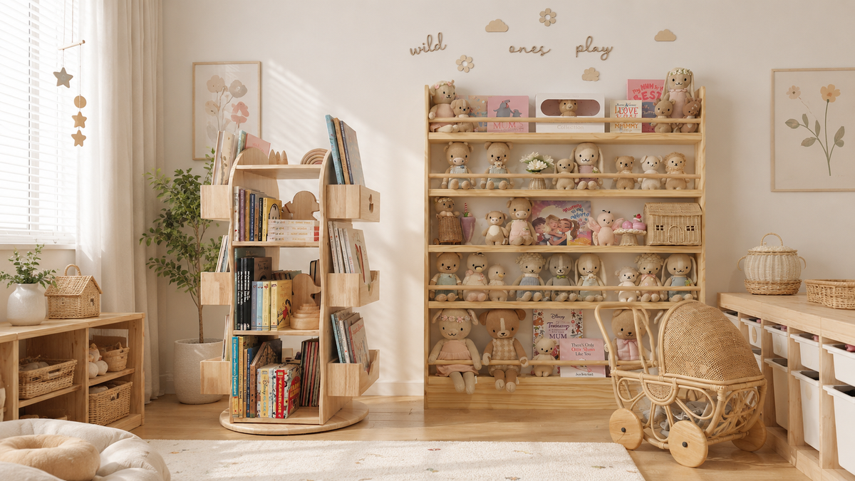 Rotating vs Flat: Choosing a Kids Bookshelf That Fits the Room