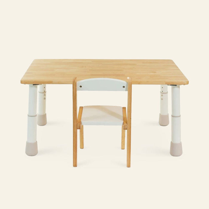 ARIA Montessori Kids Height Adjustable Table With One Wooden Chair