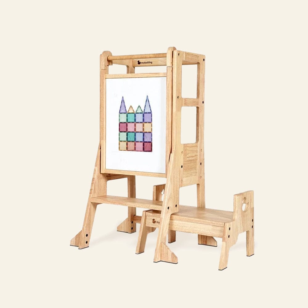 My Duckling JALA Deluxe Solid Wood Adjustable Learning Tower - Duck Stool Handle