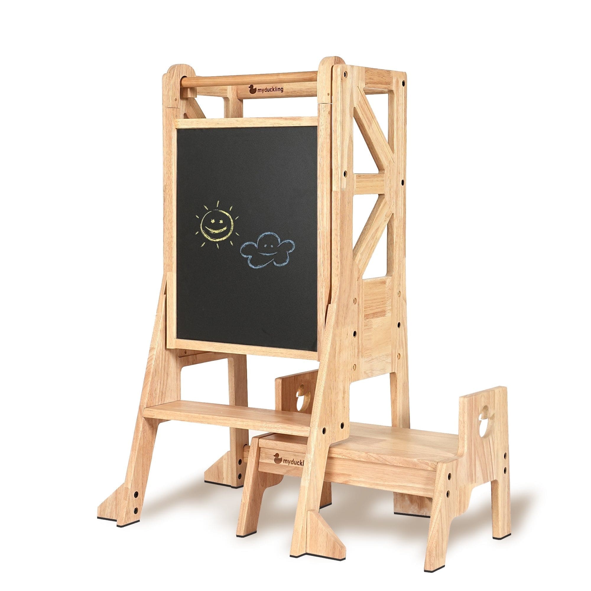 My Duckling JALA Deluxe Solid Wood Adjustable Learning Tower - Duck with Rectangle Handle