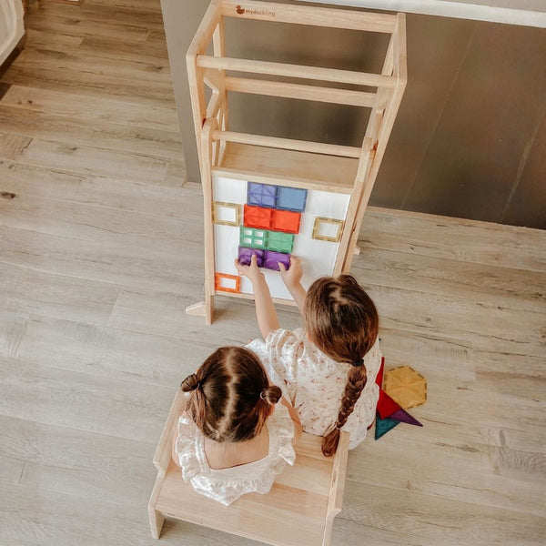 JALA Deluxe Solid Wood Learning Tower - Rectangle Stool (Mid August Pre-Order)