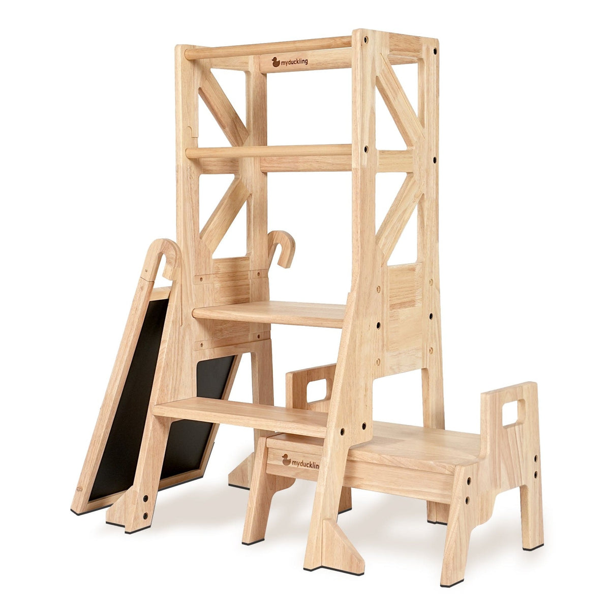 My Duckling JALA Deluxe Solid Wood Adjustable Learning Tower - Flag with Rectangle Handle