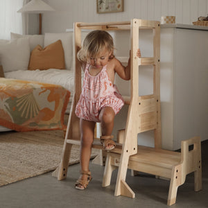 My Duckling JALA Deluxe Solid Wood Adjustable Learning Tower - Rectangle Stool Handle