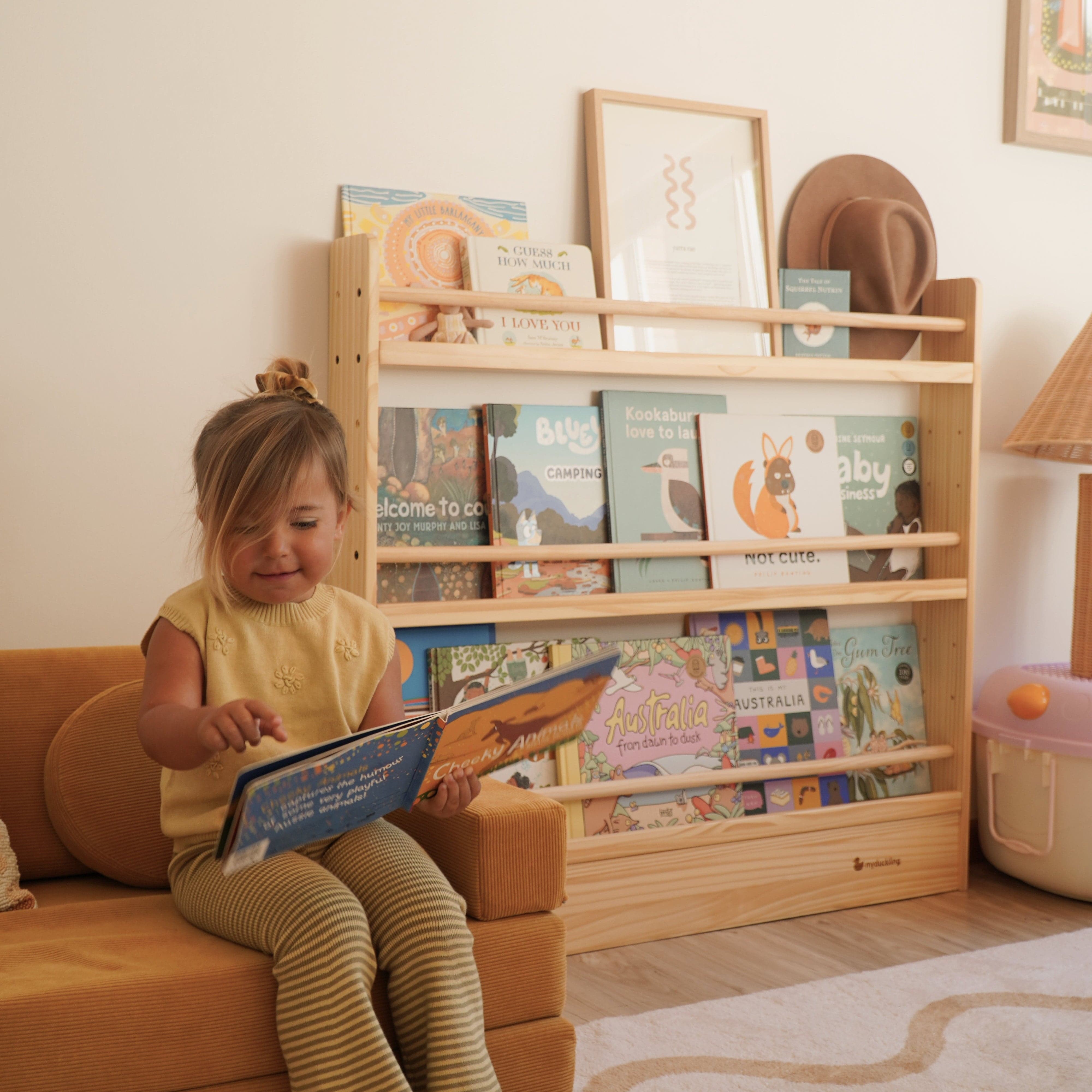 My Duckling NALA 3 Tier Adjustable Solid Wood Bookshelf