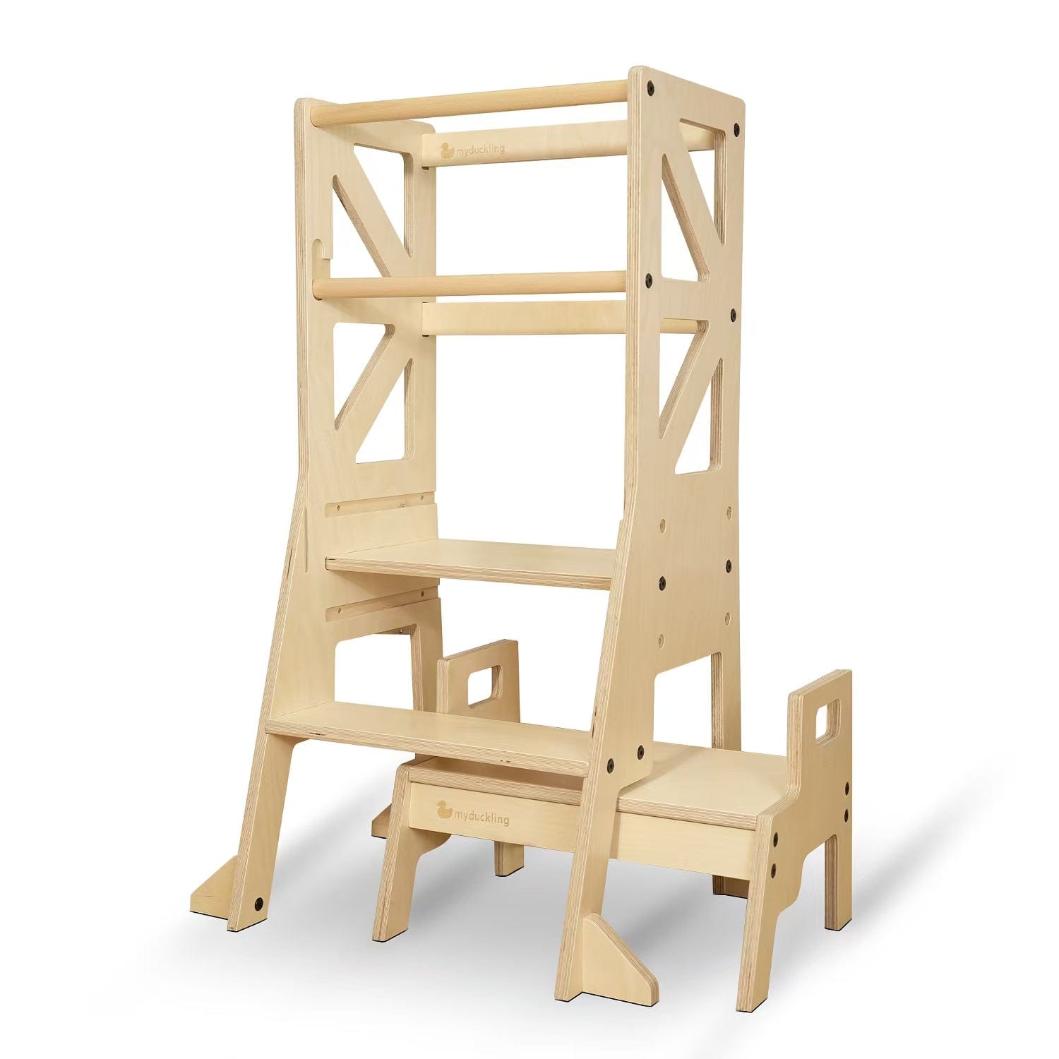 My Duckling JALA Deluxe Adjustable Learning Tower - Flag with Rectangle Handle Natural