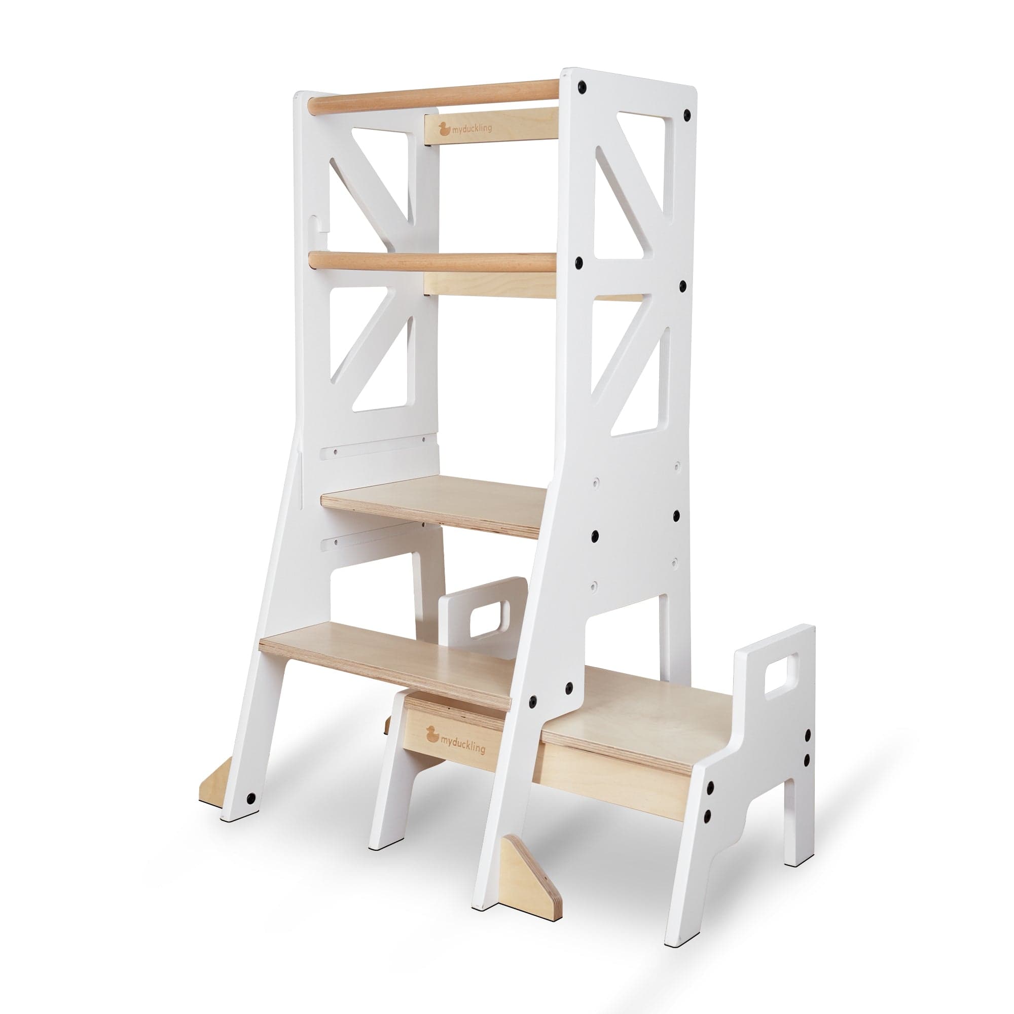 My Duckling JALA Deluxe Adjustable Learning Tower - Flag with Rectangle Handle White/Natural