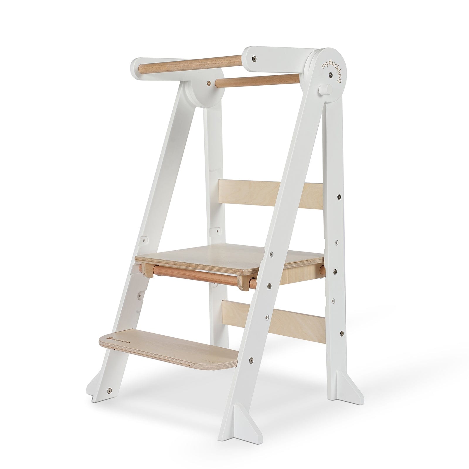 My Duckling MILA Deluxe Folding Adjustable Learning Tower White/Natural(Late-May Pre-Order)