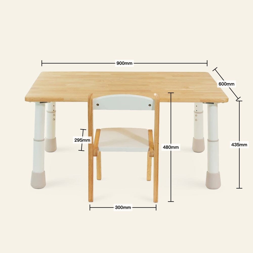 myduckling ARIA Montessori Kids Height Adjustable Table With One Wooden Chair