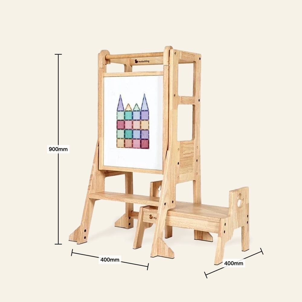 myduckling JALA Deluxe Solid Wood Adjustable Learning Tower - Duck Stool Handle
