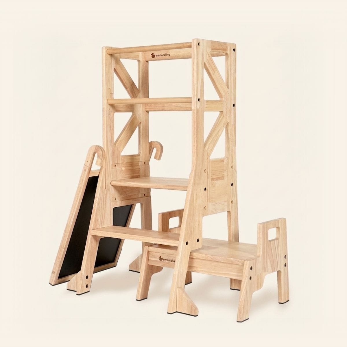 myduckling JALA Deluxe Solid Wood Adjustable Learning Tower - Flag with Rectangle Handle