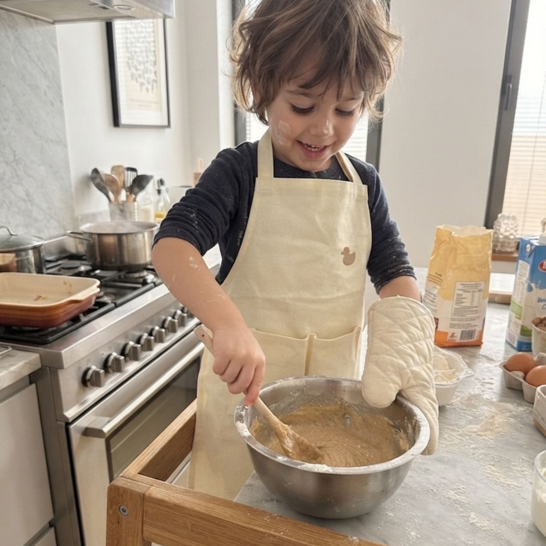myduckling Kids Chef Apron, Hat and Gloove Set
