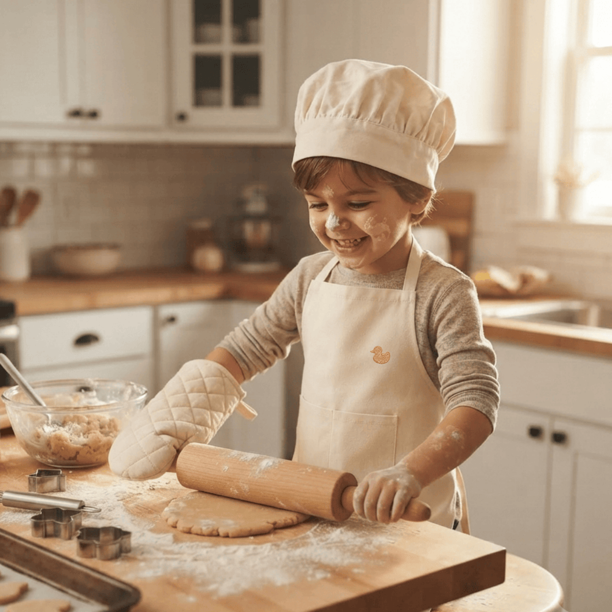 myduckling Kids Chef Deluxe Set - Apron, Hat & Oven Mitt