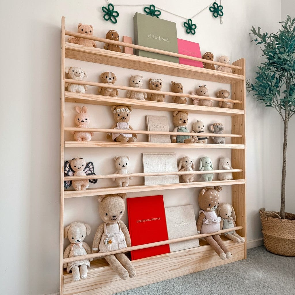 myduckling NALA 5 Tier Adjustable Solid Wood Bookshelf