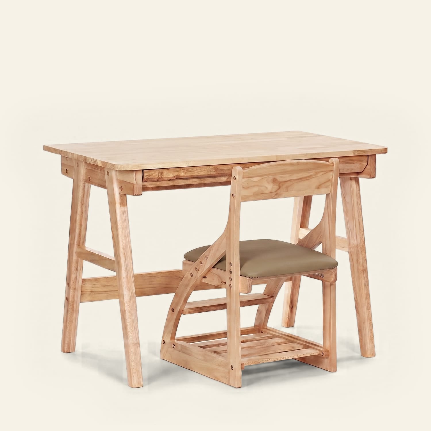 myduckling Little Scholar Set - Desk & Chair NALA Montessori Solid Wood Study Desk / Khaki