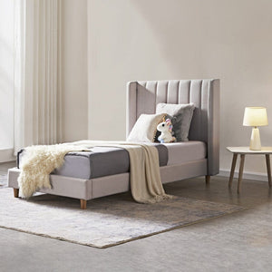 My Duckling KARA Kids Single Upholstered Bed - Light Grey